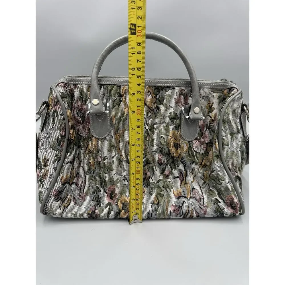 Vintage American Flyer Carry On Bag Purse Floral Tapestry Flowers